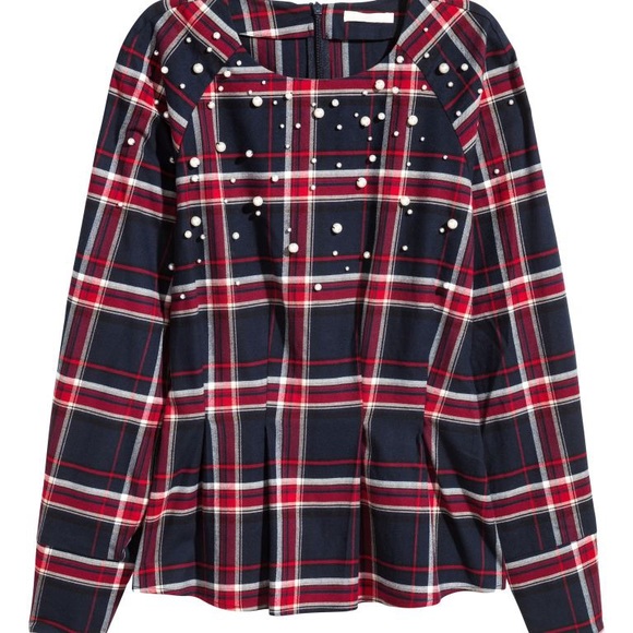 H&M Tops - Beaded Flannel Blouse